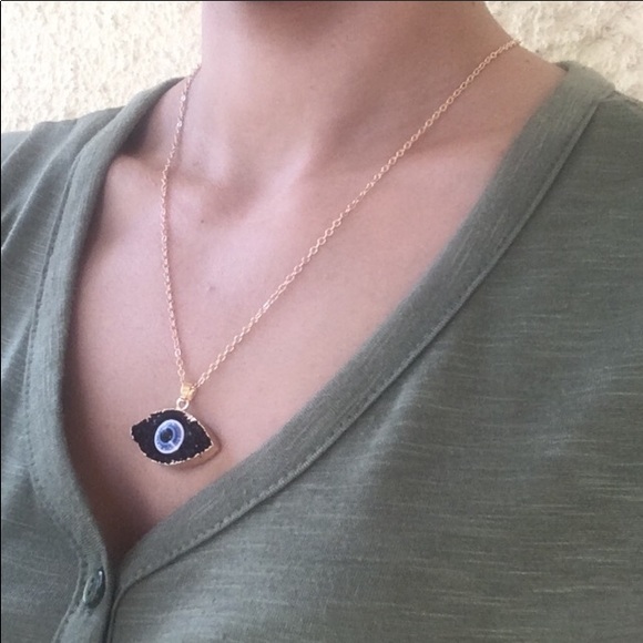 Evil Eye Druzy Necklace - Picture 4 of 7
